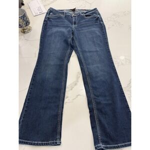 Earl Jean Jeans Womens 18W Blue Bootcut Rhinestone Embroidered Stretch Denim